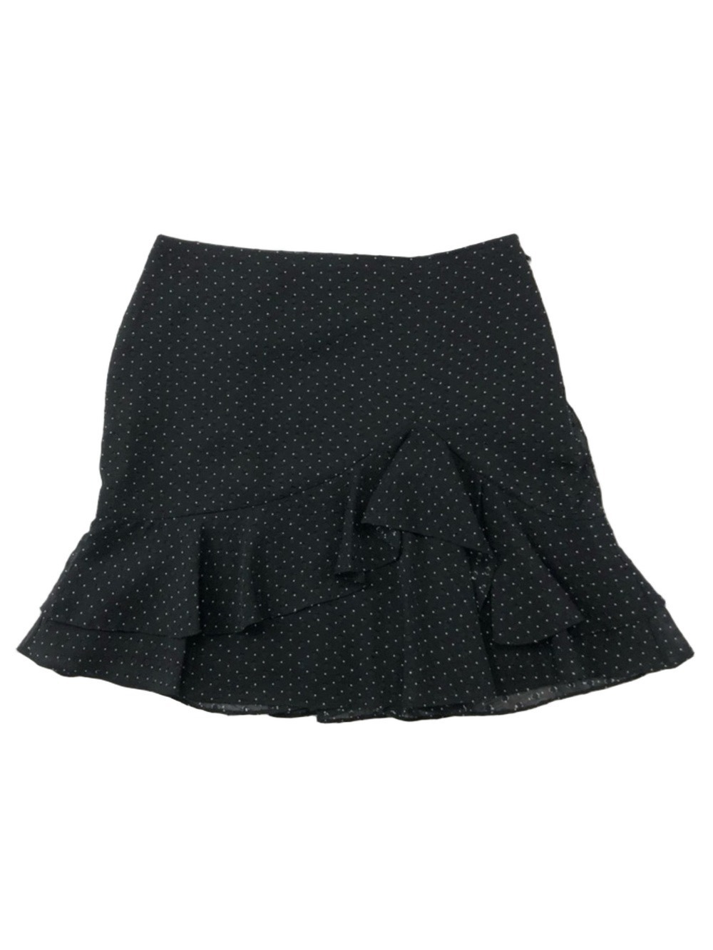 Club Monaco black Swiss dot jacquard ruffle lined mini skirt Size 4 Romantic